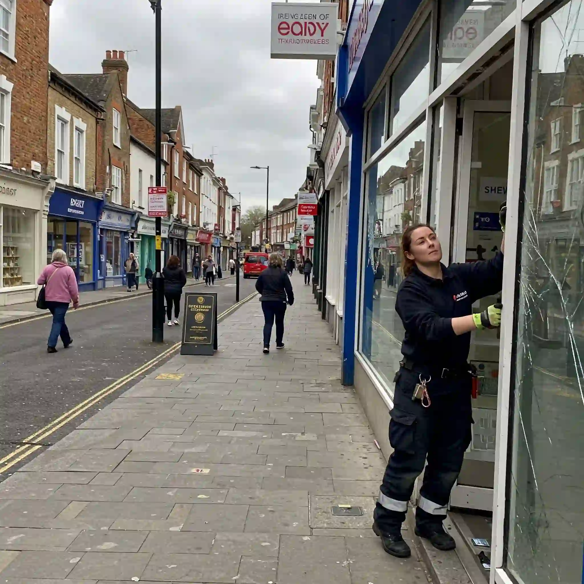 Emergency glazier repairing window in UK